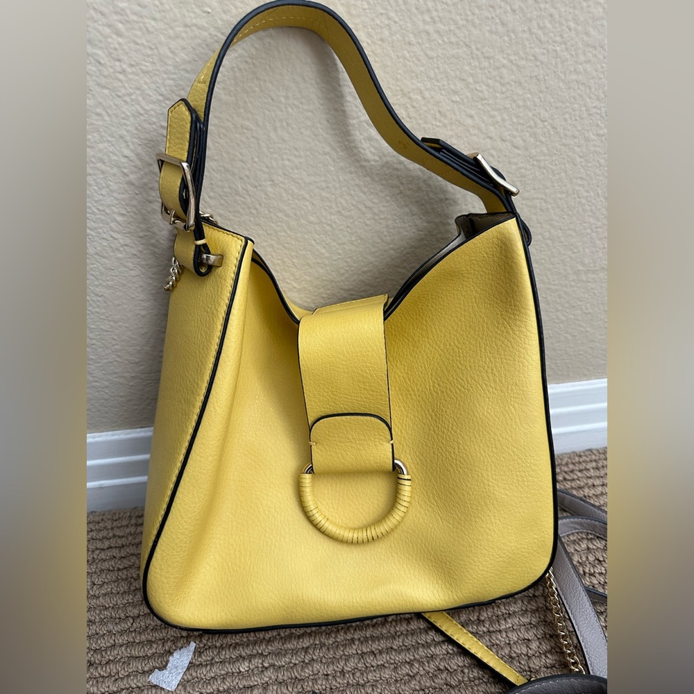 Yellow Faux leather tote. Used like new yellow bucket bag by Zara